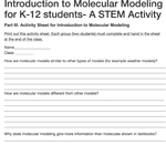 activity sheet for molecular modeling